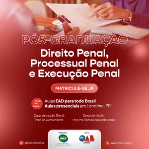 Imagem de capa para o Curso online Pós-Graduação em Direito Penal, Processual Penal e Execução Penal 