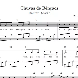 Imagem de capa para o Ebook Chuvas de Bênçãos (Cantor Cristão) - Partitura para PIANO