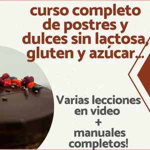 Imagen de portada para Curso online curso completo de postres y dulces sin lactosa, gluten y azúcar…