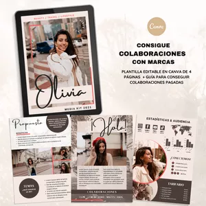 Imagen de portada para Ebook Influencer Profesional: Guía para Conseguir Colaboraciones + Olivia Media Kit Template.