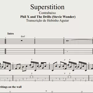 Imagem de capa para o Ebook Superstition - Phil X and The Drills (Stevie Wonder) | Transcrição de Contrabaixo com Tablatura, Partitura e Cifra