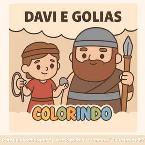 Imagem de capa para o Ebook Livro de Colorir – Davi e Golias 2