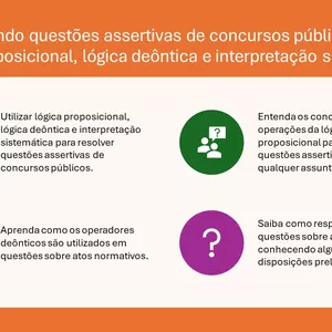 Imagem de capa para o Ebook Resolvendo questões assertivas de concursos públicos com lógica proposicional, lógica deôntica e interpretação sistemática