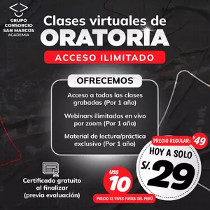 Imagen de portada para Curso online ORATORIA CURSO PARA TODOS DESDE CASA 100% VIRTUAL