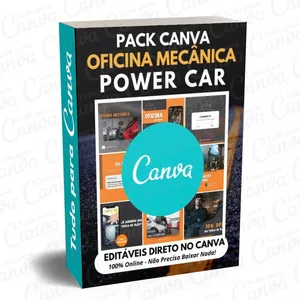 Imagem principal do produto Canva Pack Editável -Oficina Mecânica Power Car + 5 Kits Bônus