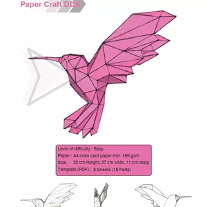 Cover image for Ebook Paper Craft Hummingbird Easy - Step by step