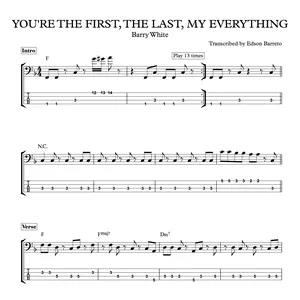 Cover image for Online course YOU'RE THE FIRST, THE LAST, MY EVERYTHING (Barry White) Bass Transcription, Score &amp; Tab Lesson