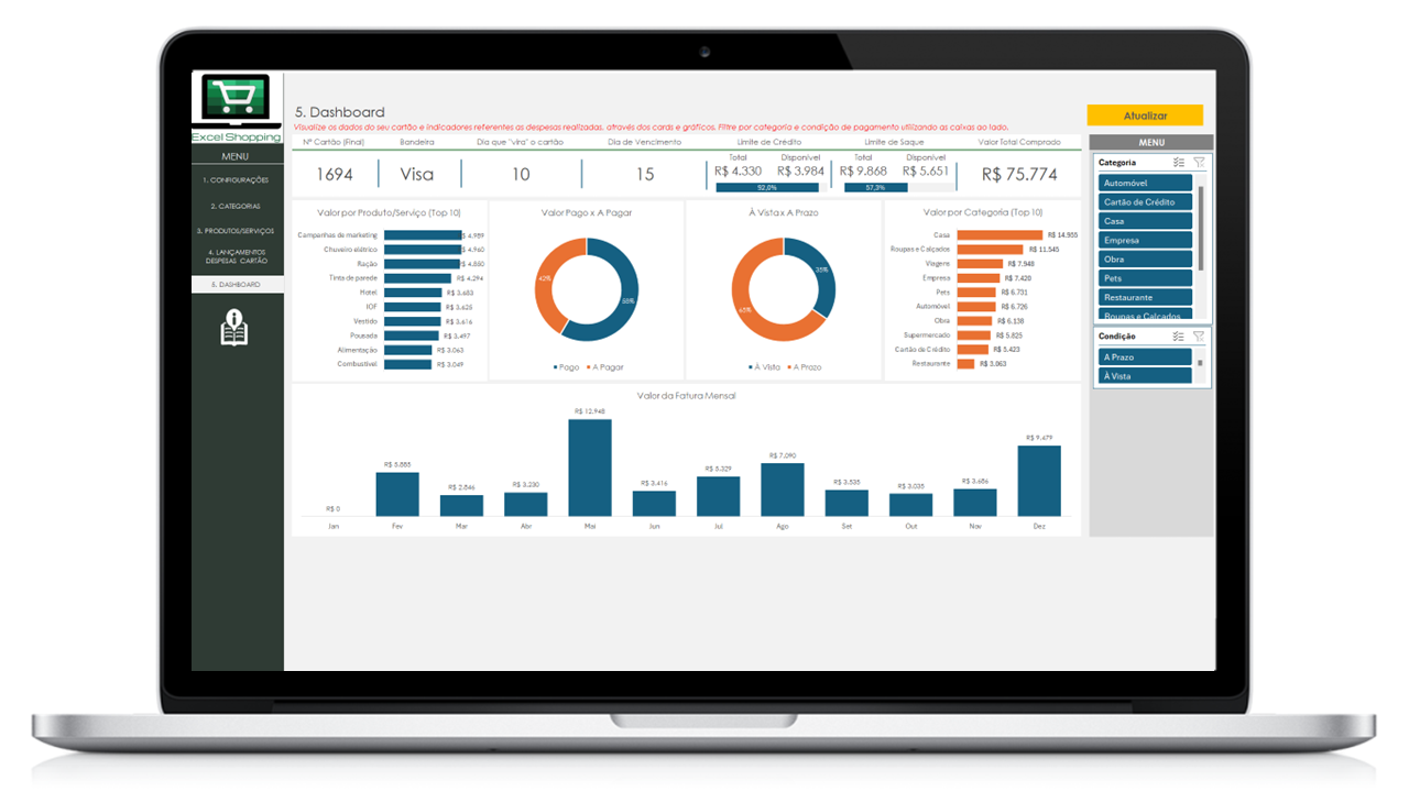 Planilha 31 - Planilha - Controle de Cartão de Crédito (Para 1 Cartão)
