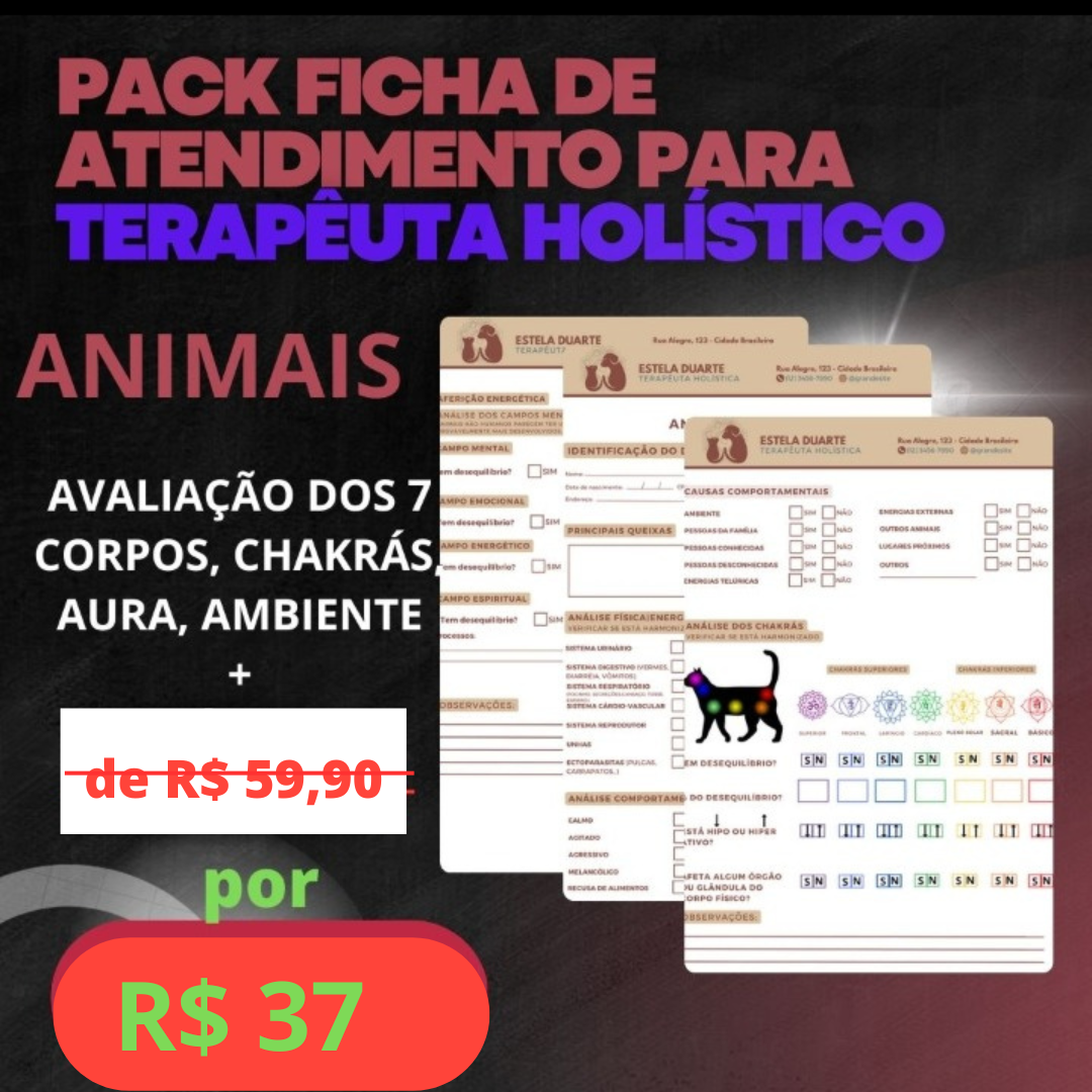 Imagem do curso PACK FICHA ATENDIMENTO TERAPEUTA HOLISTICO ANIMAIS