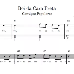 Imagem de capa para o Ebook Boi da Cara Preta (Cantigas Populares) - Partitura para PIANO