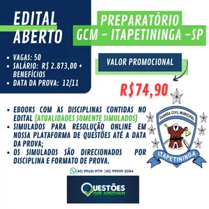Imagem de capa para o Ebook Preparatório GCM Itapetininga - SP