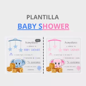 Imagen de portada para Ebook Tarjeta de invitación baby shower - Elefante - Niña / Niño