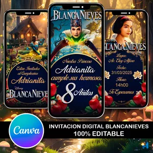 Imagen de portada para Ebook INVITACION BLANCA NIEVES CANVA PLANTILLA