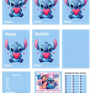 Imagem de capa para o Ebook capa caderno personalizada Stitch AZUL