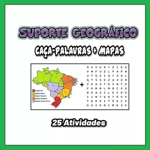 Imagem de capa para o Ebook 25 Atividades Mapas + Caça-Palavras 