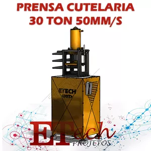Imagem de capa para o Ebook Prensa Hidráulica 30TON 50MM/S Etech Cutelaria Forjamento Caldeamento Aço Damasco