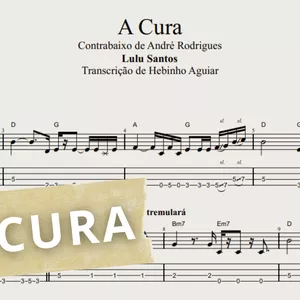 Imagem de capa para o Ebook A Cura - Lulu Santos: Transcrição Detalhada p/ Contrabaixo c/ Tablatura + Partitura + Cifra.