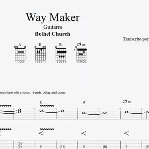 Imagem de capa para o Ebook Way Maker / Caminho no deserto - Tablatura para guitarra