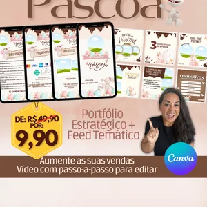 Imagem de capa para o Ebook Portfólio Páscoa Digital e Editável no Canva - Rivânia Ribeiro 