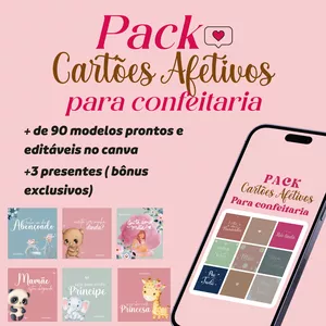 Imagem de capa para o Ebook Pack de Cartões Afetivos para confeitaria