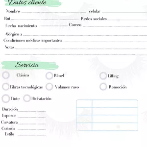 Imagen de portada para Ebook Plantilla cliente servicios de pestañas 