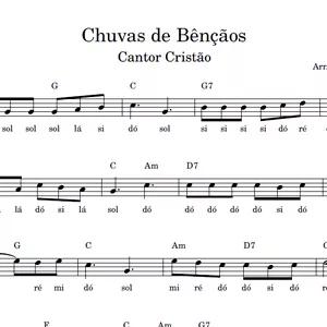 Imagem de capa para o Ebook Chuvas de Bênçãos (Cantor Cristão) - Partitura Facilitada em Dó Maior