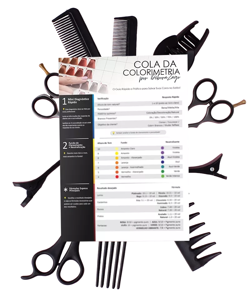 A Cola da Colorimetria, a ficha física, com as ferramentas do salão