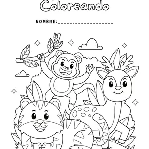 Imagen de portada para Ebook Aprende coloreando animales, inglés/ español 