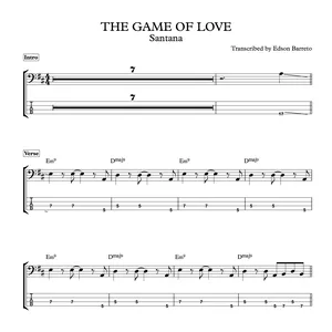 Cover image for Ebook THE GAME OF LOVE (Santana) Bass Transcription, Score &amp; Tab Lesson