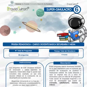 Imagen de portada para Ebook Super Simulacro #6: Prueba Pedagógica Secundaria y Media (Ascenso) + Kit de Autoevaluación