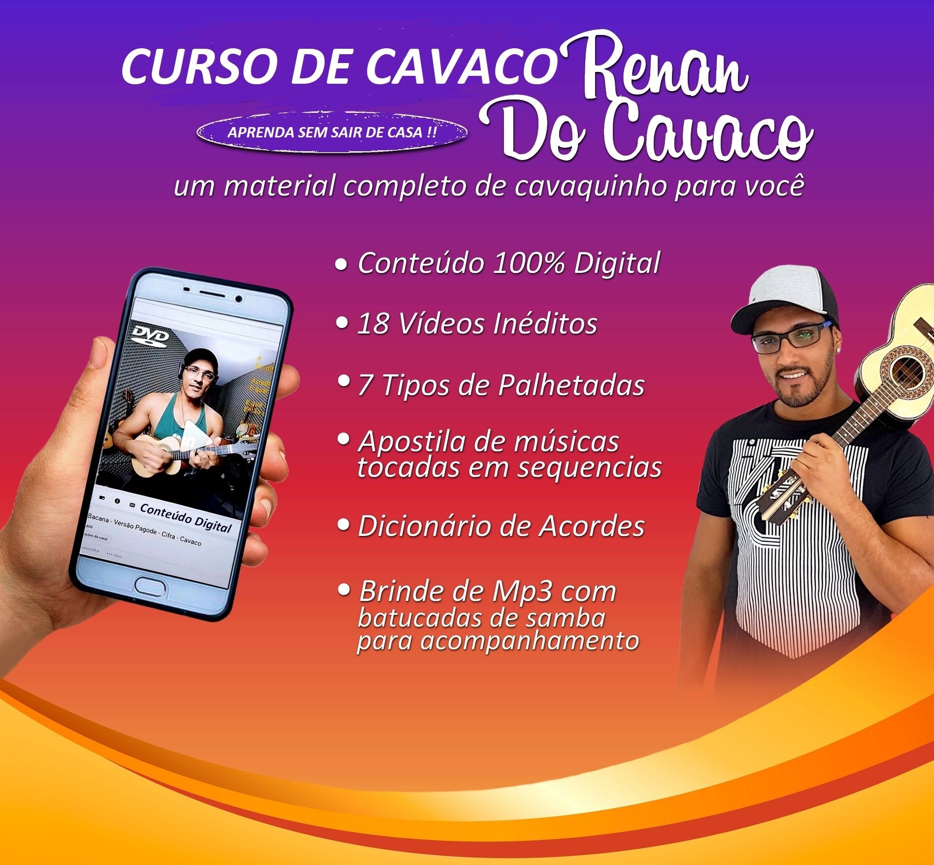 Imagem de Curso de Cavaquinho - Iniciante e Intermediário  criado por Renan Do Cavaco na hotmart