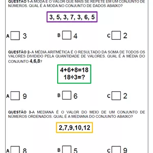 Imagem de capa para o Ebook Atividade Adaptada-Moda,Média e Mediana