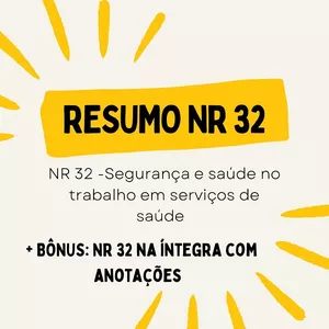 Imagem de capa para o Ebook Resumo NR 32 + Bônus NR na íntegra com anotações
