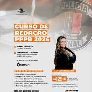 Imagem do curso CURSO DE REDAÇÃO - PPPB 2026 | PROF. LARISSA LIMA 
