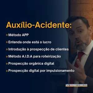 Imagem de capa para o Curso online Auxílio-Acidente: Prospecção de clientes. | Advocacia Previdenciária | Previdente