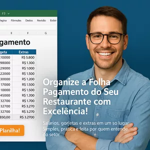 Imagem de capa para o Curso online Planilha Folha de Pagamento, Gorjetas e Extras para Restaurante