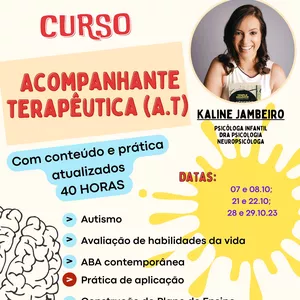 Imagem de capa para o Evento presencial CURSO DE ACOMPANHANTE TERAPÊUTICA (AT)