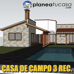 Imagen de portada para Ebook Plano Casa De Campo 30X30 Metros 3 Recámaras 1 Nivel