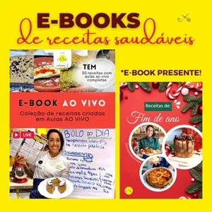 Imagem de capa para o Ebook E-book 50 receitas de Aulas Ao Vivo + E-book 34 receitas de Fim de Ano