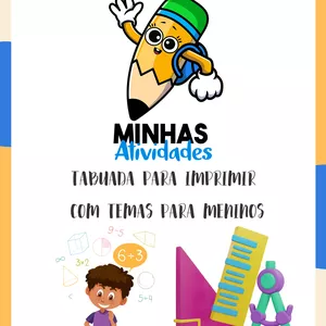 Imagem de capa para o Ebook Tabuada para Imprimir Soma, Adição, Subtração e Multiplicação para Meninos