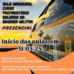 Imagem de capa para o Curso online METADE da Mensalidade do Curso preparatório presencial para o concurso da Brigada Militar do RS. 