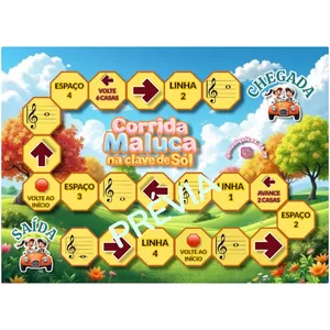 Imagem de capa para o Ebook Jogo Tabuleiro Musical - Corrida Maluca na Clave de Sol