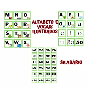 Imagem de capa para o Ebook Silabário, vogais e alfabetos ilustrados.