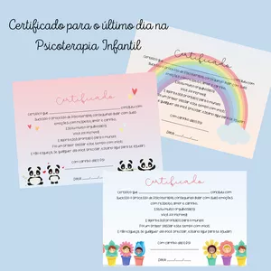 Imagem de capa para o Ebook Certificado para o último dia de Psicoterapia Infantil