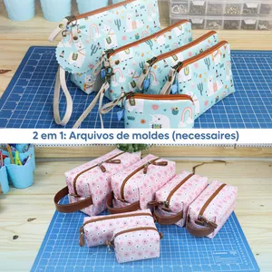 Imagem de capa para o Ebook Arquivo de moldes - 2 em 1: Necessaire Box Tradicional + Necessaire trapézio