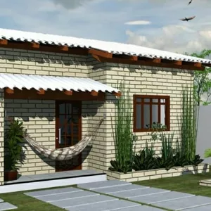 Imagem de capa para o Ebook Projeto Completo. Casa de tijolos ecologicos da Edifica-Ação