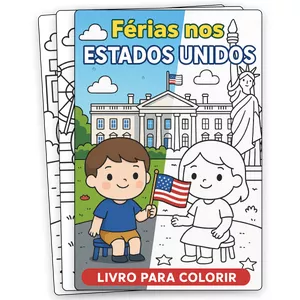 Imagem de capa para o Ebook Férias nos Estados Unidos - Livro para Colorir