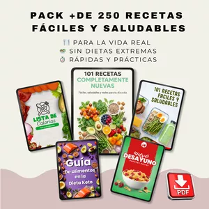 Imagen de portada para Ebook + DE 250 RECETAS SALUDABLES Y FACILES ( mas bonos )