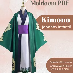 Imagem de capa para o Ebook MOLDE EM PDF KIMONO JAPONÊS INFANTIL 