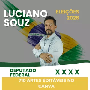 Imagem de capa para o Curso online 710 Artes Editáveis no Canva para Campanhas Políticas 2026 + E-book Bônus com 100 Mensagens Inspiradoras